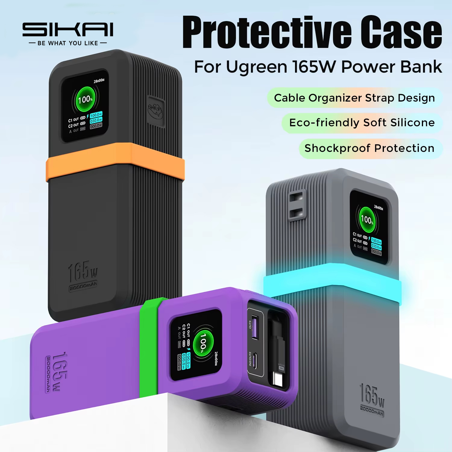 Portable Charger 20000Mah - SIKAI Silicone Case for UGREEN Nexode165W