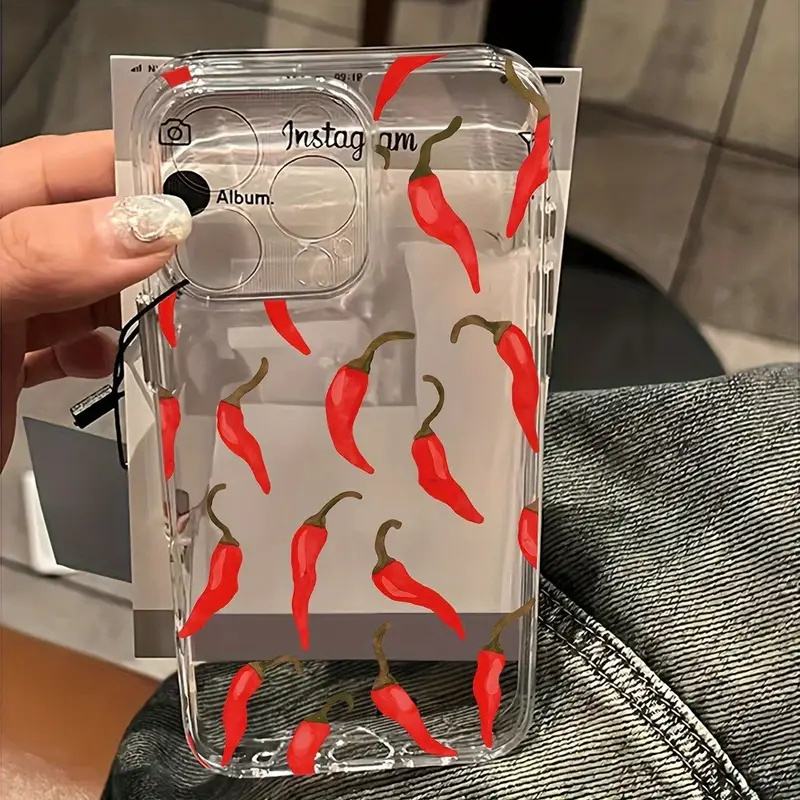 Xiaomi Phone Accessories - Red Chili Pepper Print Clear Phone