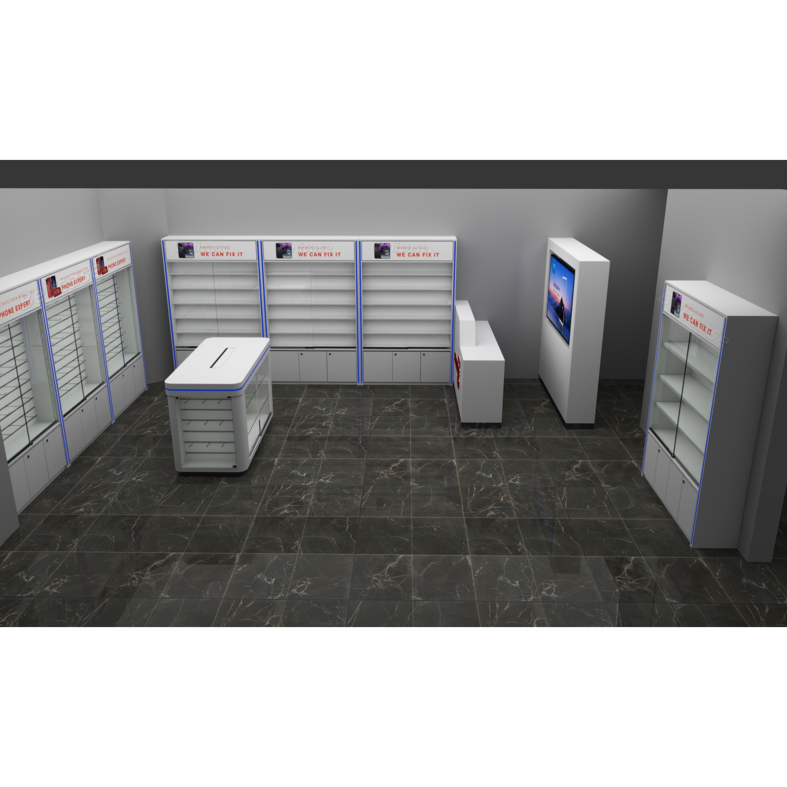 Phone Accessories Rack - Cell Phone Shop Slatwall Display Shelves
