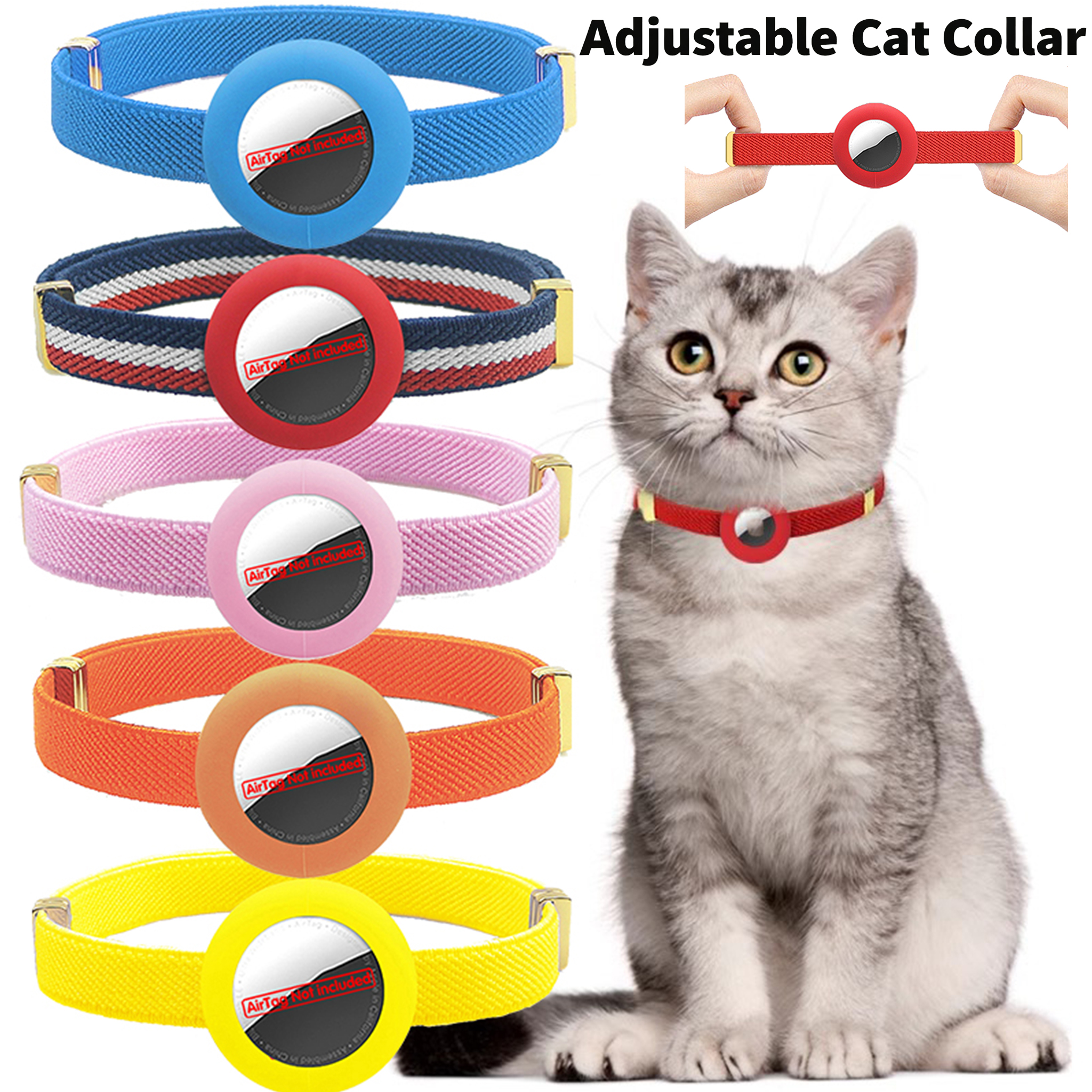 Airtag Holder Case - Cute Breakaway Cat Collar Elastic GPS