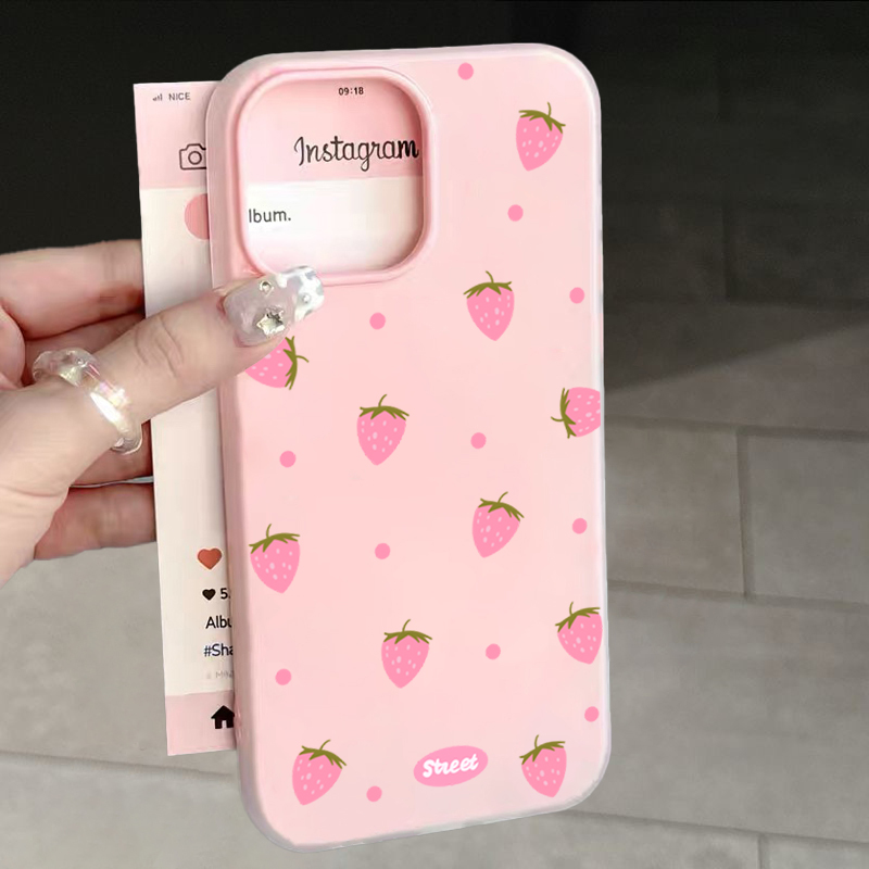 Phone Accessories Kiosk - Sweet Pink Strawberry Pattern Phone Case