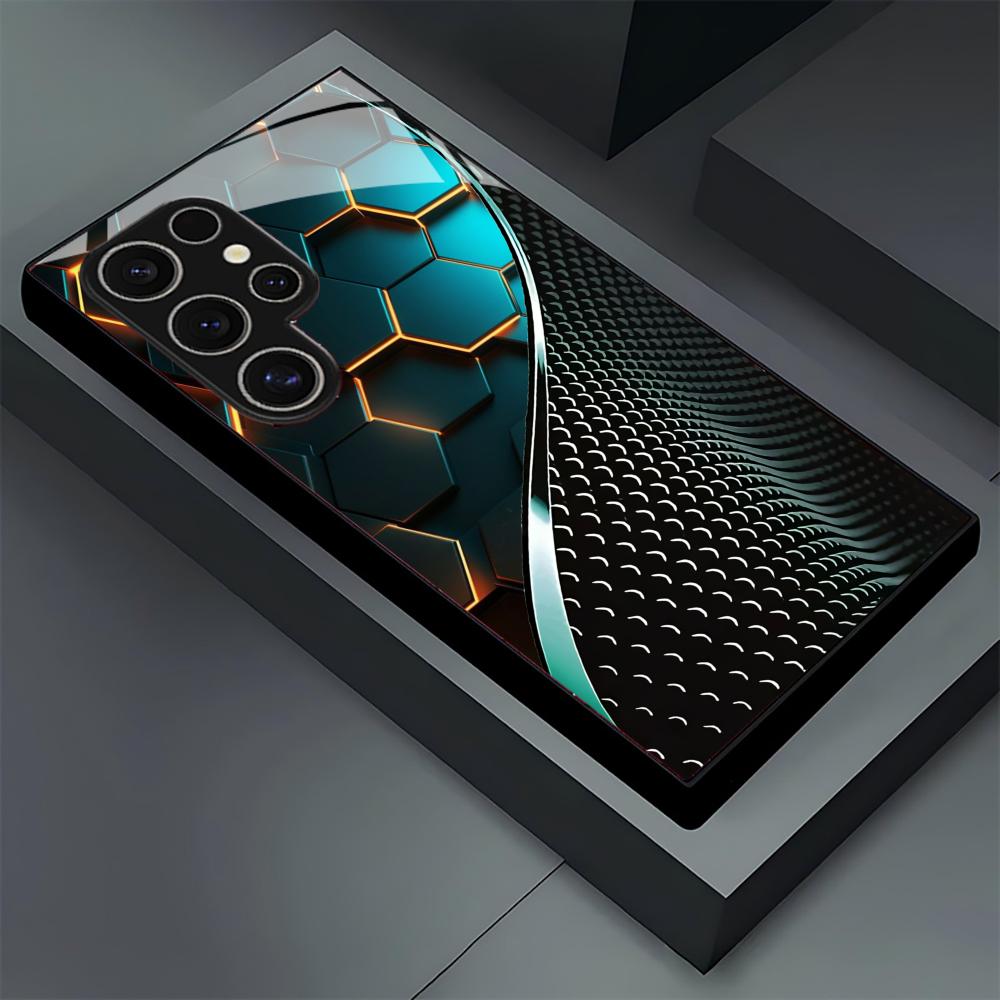 Phone Accessories Samsung - Creative Honeycomb Wood Pattern glass Phone