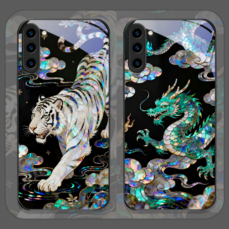 Phone Accessories Samsung - Stylish Tiger Dragon Marble Texture Printed