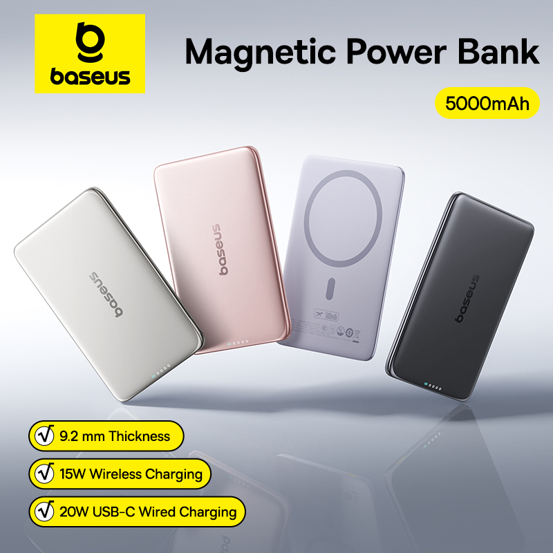 Portable Charger 20000Mah - Baseus 5000mAh Magnetic Power Bank 15W