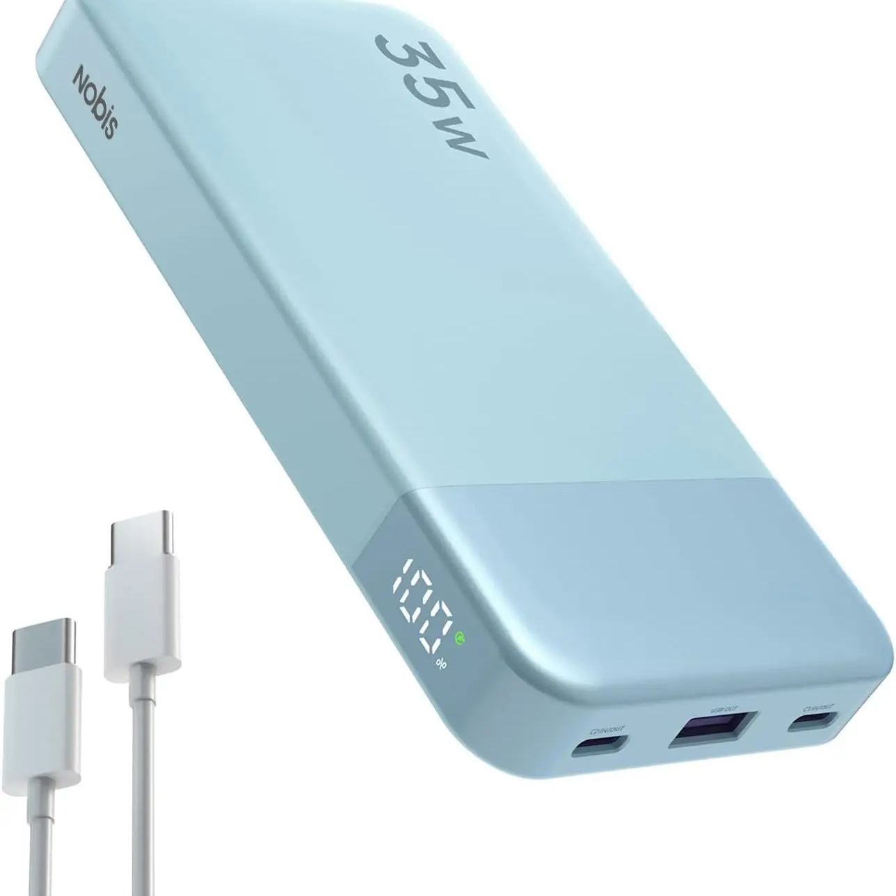 Portable Charger 20000Mah - NOBIS N3510 Slim Power Bank 10000mAh