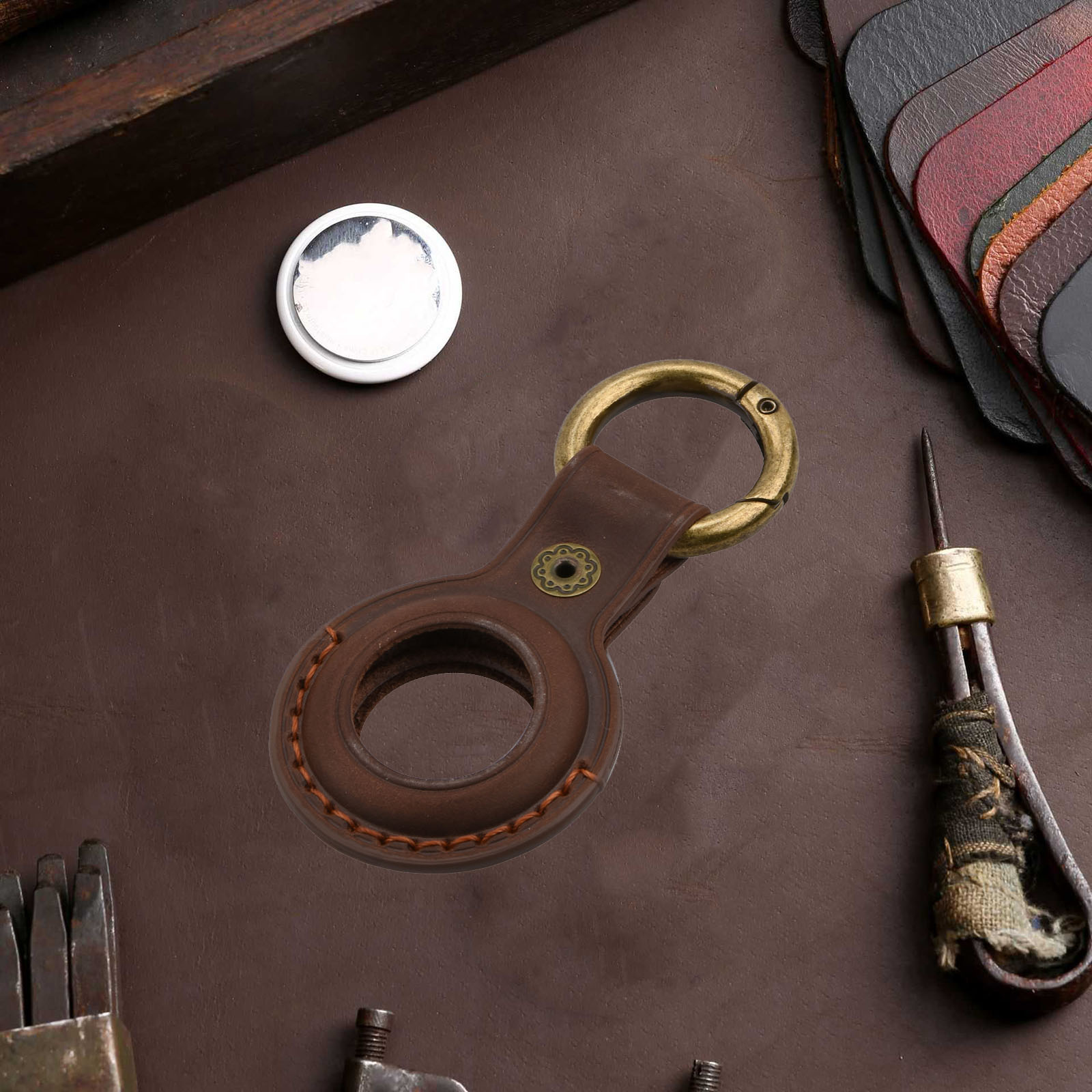 1PCS Cowhide Leather AirTag Ca - Airtag Holder Case のレビューと価格