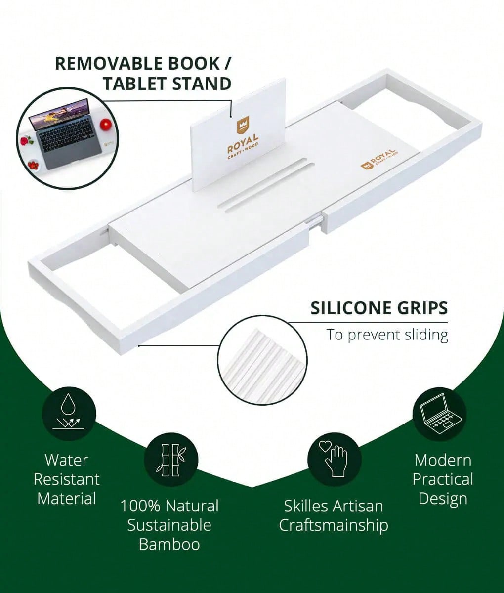 Wood Bathtub Tray Caddy, Luxur - Phone Accessories Rack のレビューと価格