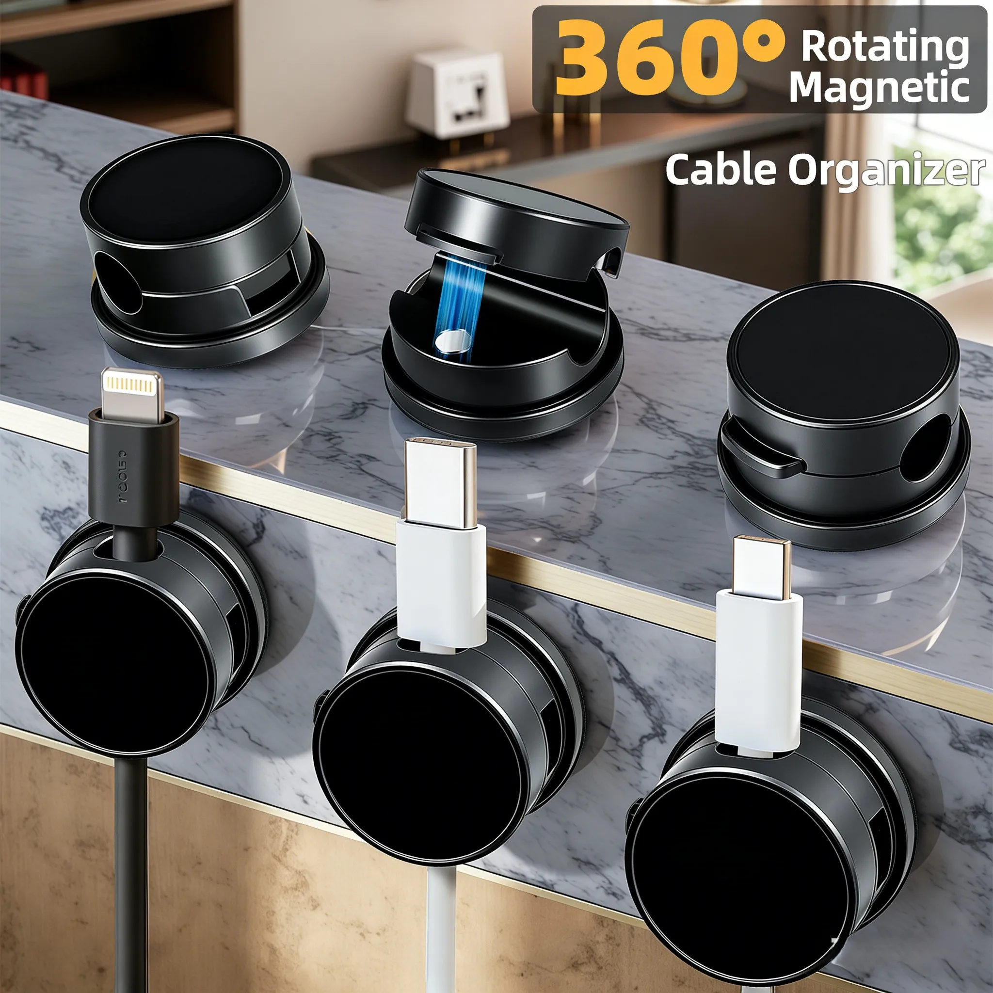 6PCS 360° Rotation Magnetic Ca - Cable Organizer Magnetic のレビューと価格