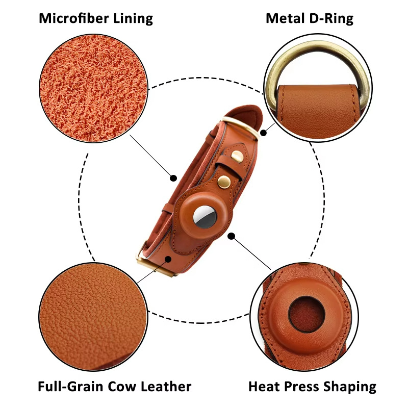Leather Dog Collar with Tracke - Airtag Holder Case のレビューと価格