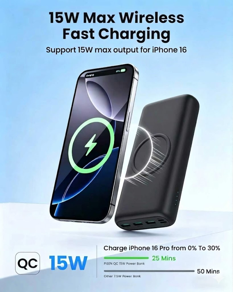 PD 22.5W Wireless Charging Pow - Portable Charger 20000Mah のレビューと価格