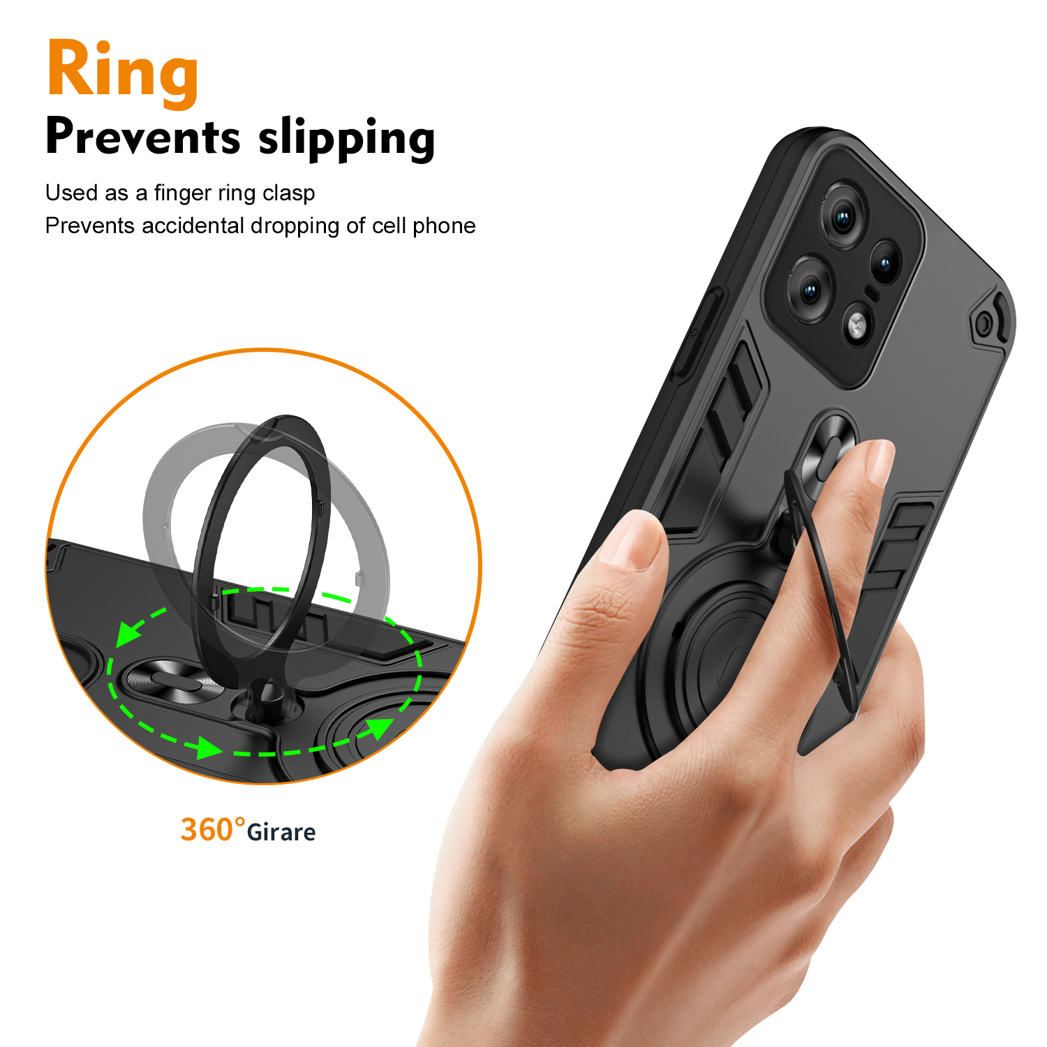 360 ° Rotating Metal Car Brack - Phone Ring Holder のレビューと価格